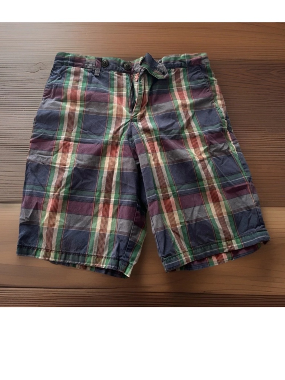 Club Monaco Men’s Madras Blue Red Green Shorts 28 Old Money
